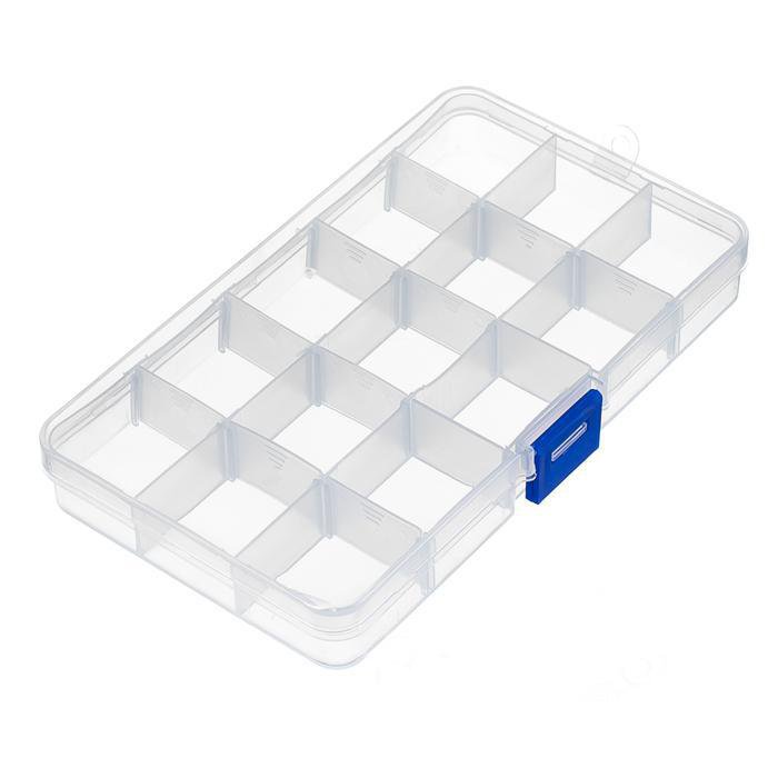 15 Compartment Organiser Plastic Box Medicine Arts & Craft 0454  A (Parcel Rate)