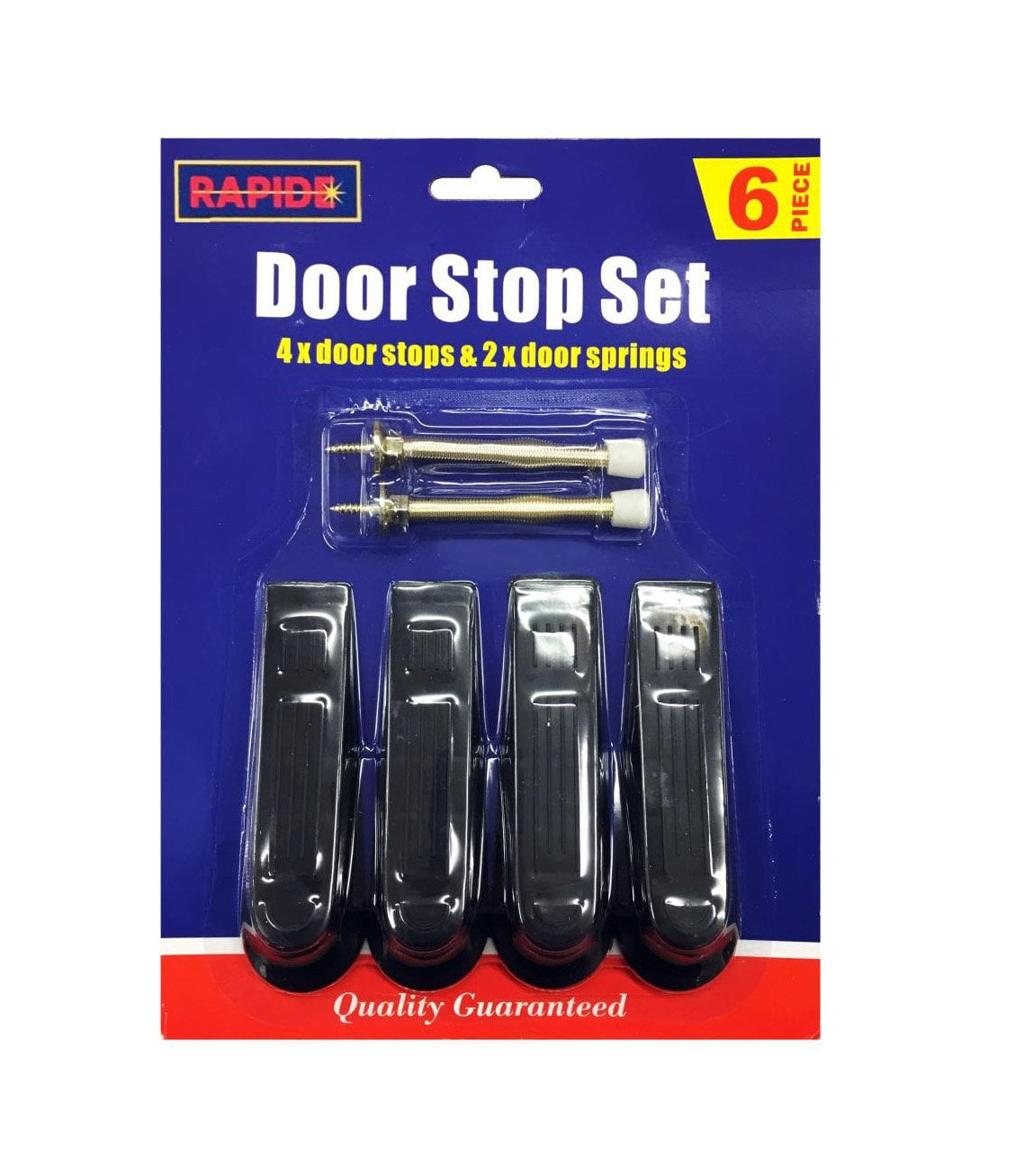 6 Piece Door Stop Set Indoor Outdoor Doors 4 x Door Stops 2 x Springs 1716 (Parcel Rate)
