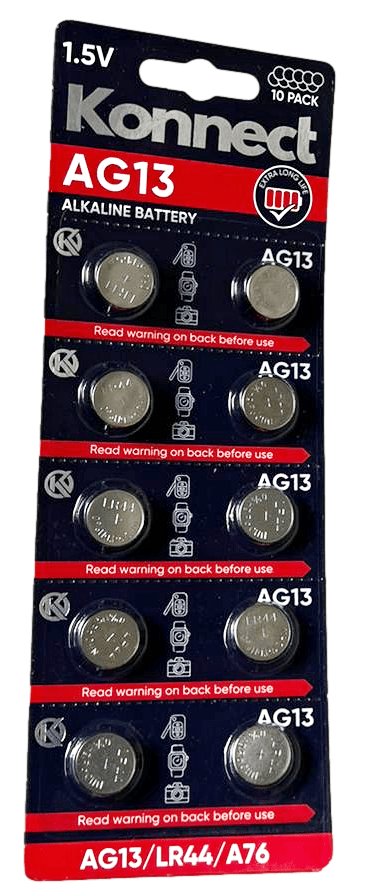 Konnect 10 Pack Alkaline Batteries 1.5v - AG13 - LR44 - AG76 (Large Letter Rate)