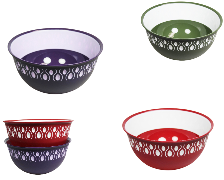 Kitchen Food Bowl with Pattern Design Plastic 28cm x 18cm Assorted Colours BNM1398 (Parcel Rate)