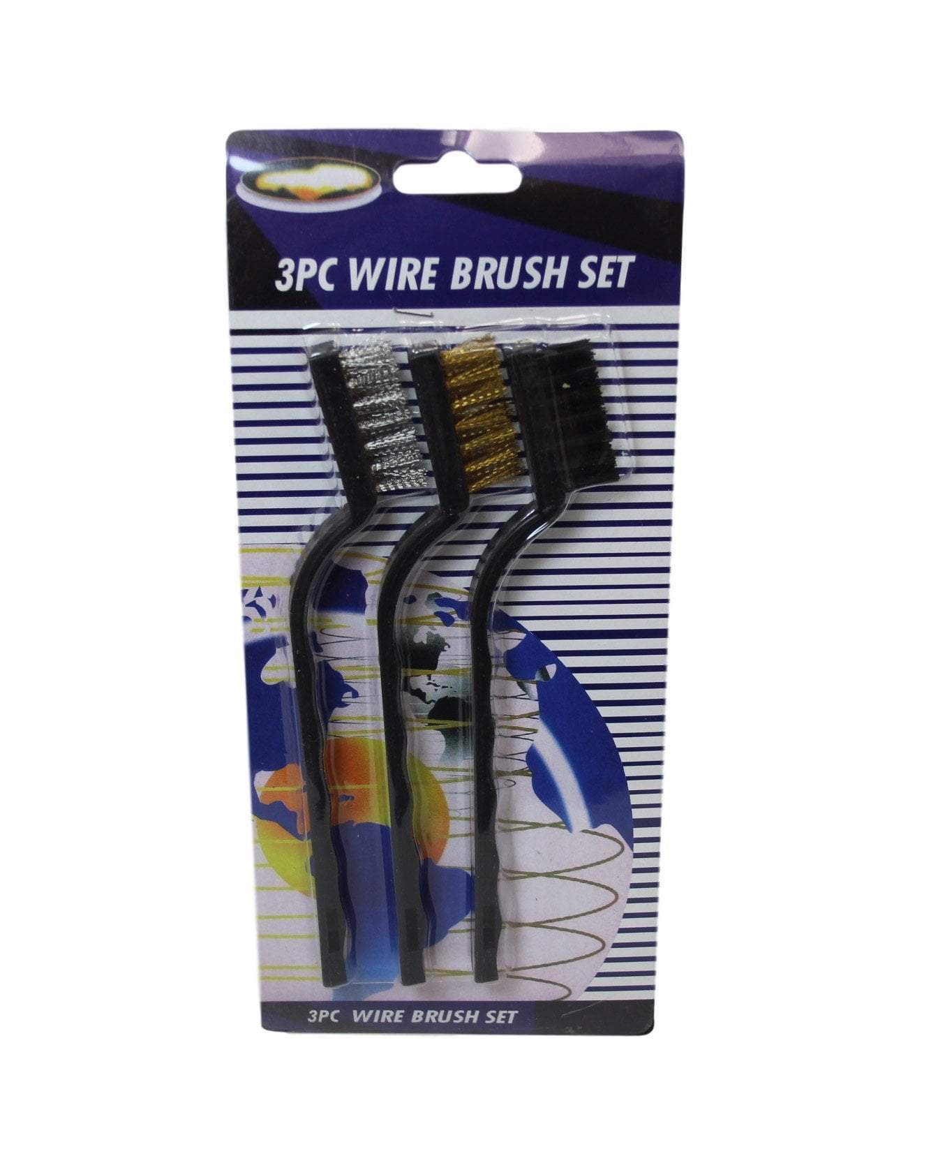 3 Pack Wire Brush Set Small Long Steel Brass Nylon Metal Rust Remover 17cm 2000 (Parcel Rate)