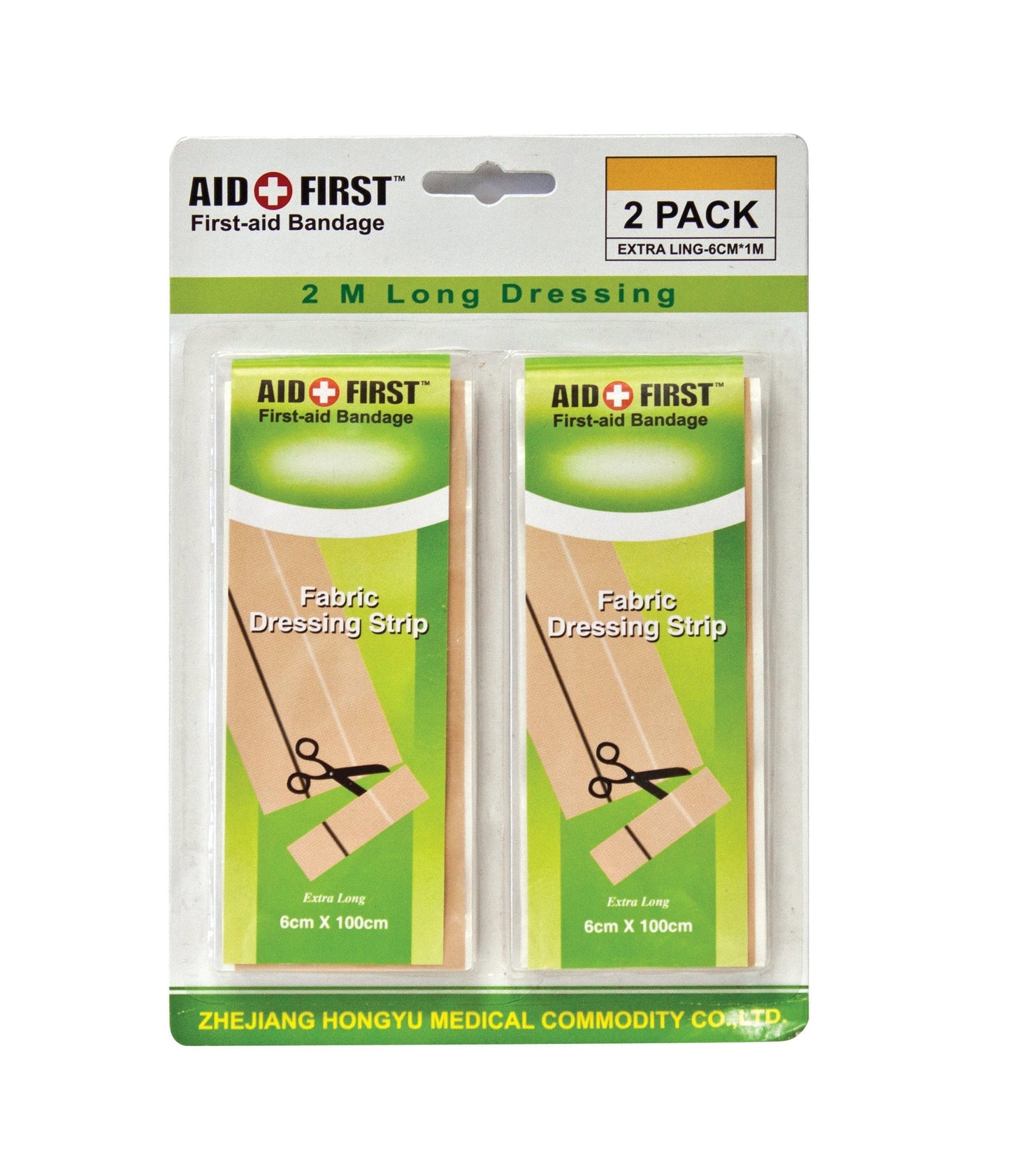 Aid First Plaster Fabric Dressing Strips 2 Pack Cut And Size Extra Long Dressing 6cm x 100cm 2014/HY0874 (Large Letter Rate)