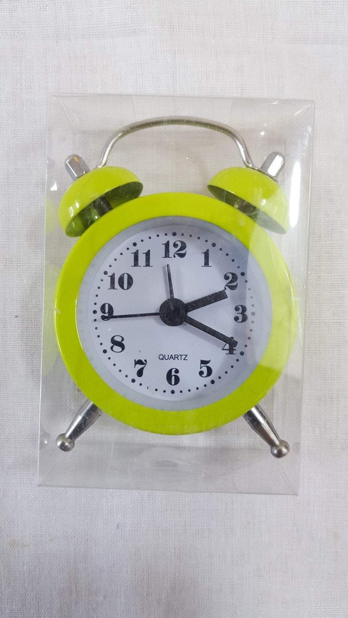 Classic Double Bell Mini Alarm Clock 5 cm Assorted Colours 0512 (Parcel Rate)