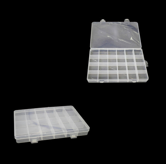 24 Plastic Compartment Box Small Organiser Storage Craft Box 19cm x 13cm 2035 (Parcel Rate)