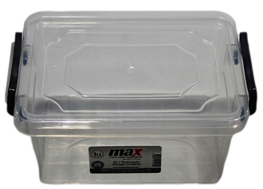 Clear Plastic Rectangle Storage Box 1 Litre 17 x 12 x 8 cm 2130 (Parcel Rate)