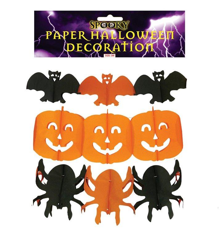 Paper Halloween Decorations Bats Pumpkins Spiders Length 3m V41093 (Parcel Rate)