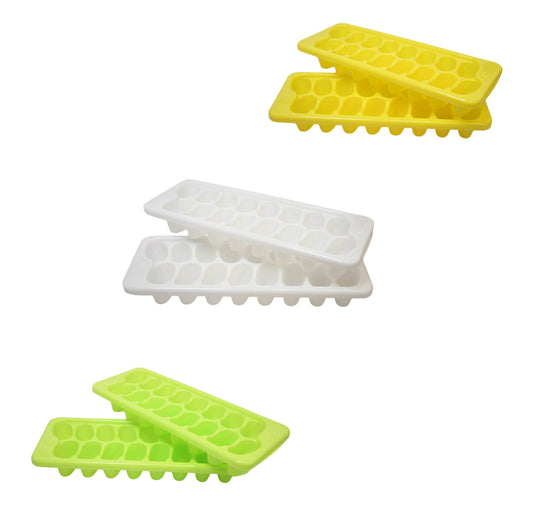 Plastic Ice Cube Tray Mould 29 x 12 cm Pack of 2 Assorted Colours 9676 (Parcel Rate)
