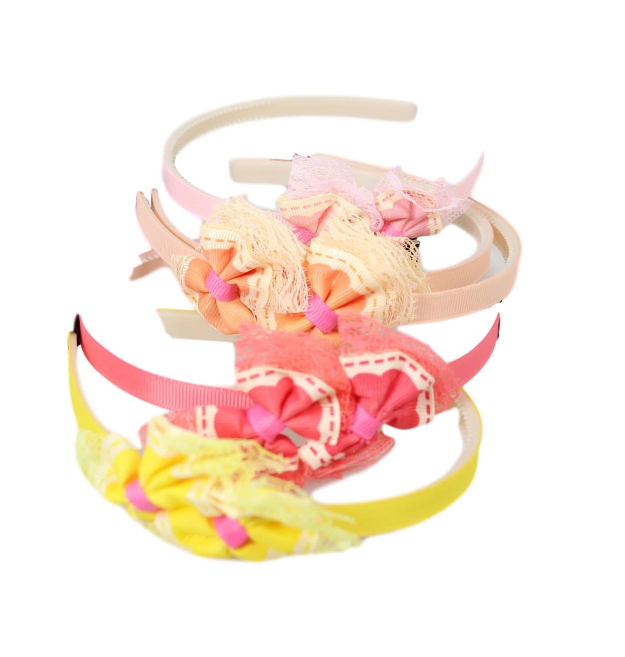 Girls Fancy Fabric Stylish Hair Head Band with Bows Assorted Colours 2321 (Large Letter Rate)