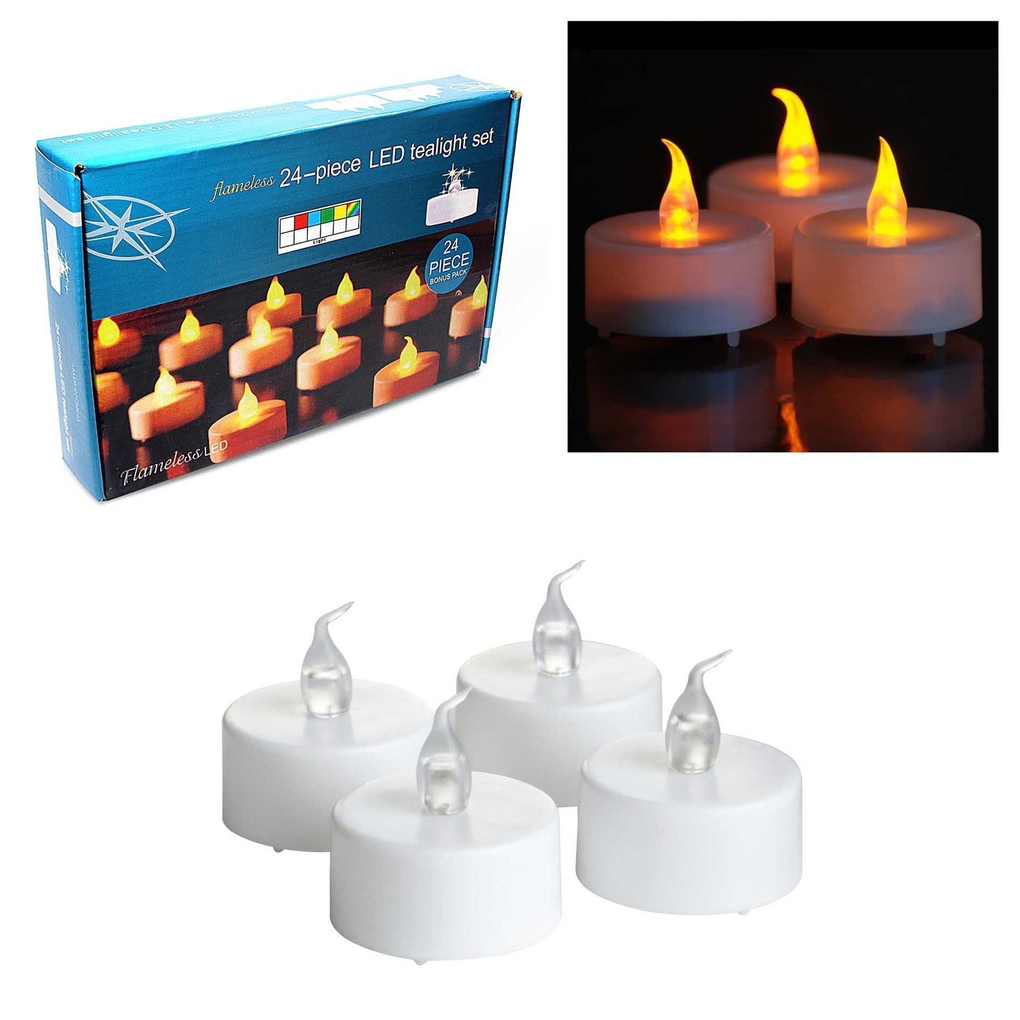 1 Pcs White/Red Tea Light Indoor Flameless LED Indoor Candles 2720 (Parcel Rate)p