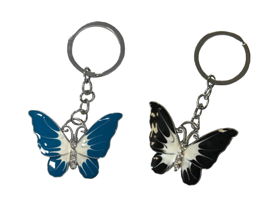Metal Butterfly / Sports Ball Keychain Keyring 4 cm Assorted Colours 2519 (Large Letter Rate)