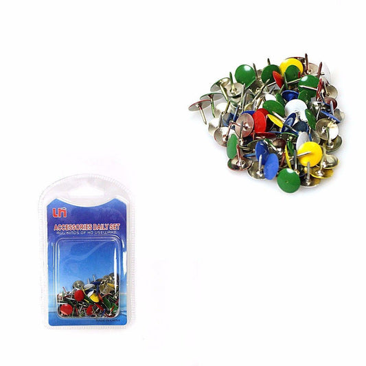 Pack of Round Push Pins Assorted Colours (Large Letter Rate)
