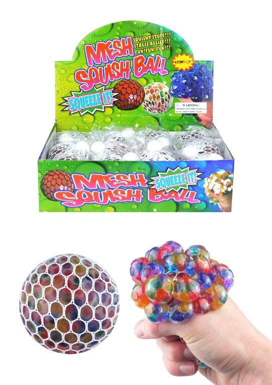 Mesh Squeeze Balls With Beads Sensory And Fun Toy Size 7cm N51501 (Parcel Rate)