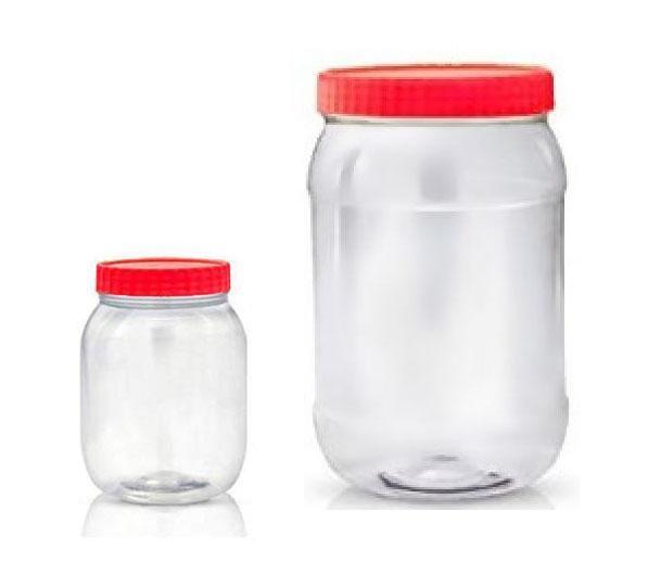 Kitchen Household Storage Plastic Clear Food Jar Red Lid (4 Litre & 750ml) 3333 (Parcel Rate)