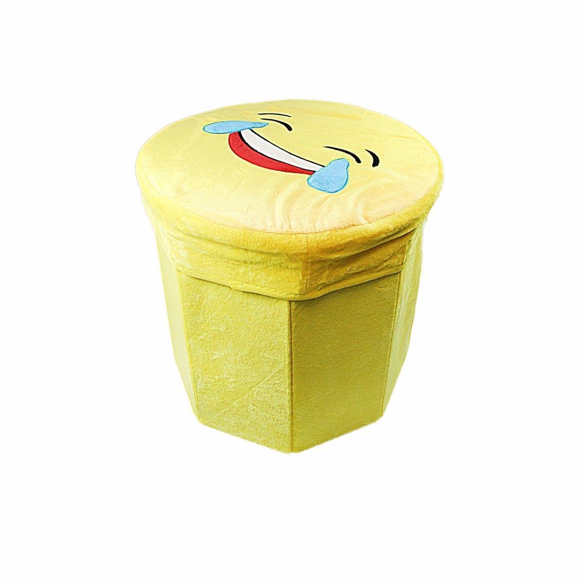 Emoji Storage Box Seat Stool 28 x 30 cm Assorted Designs 4654 (Parcel Rate)