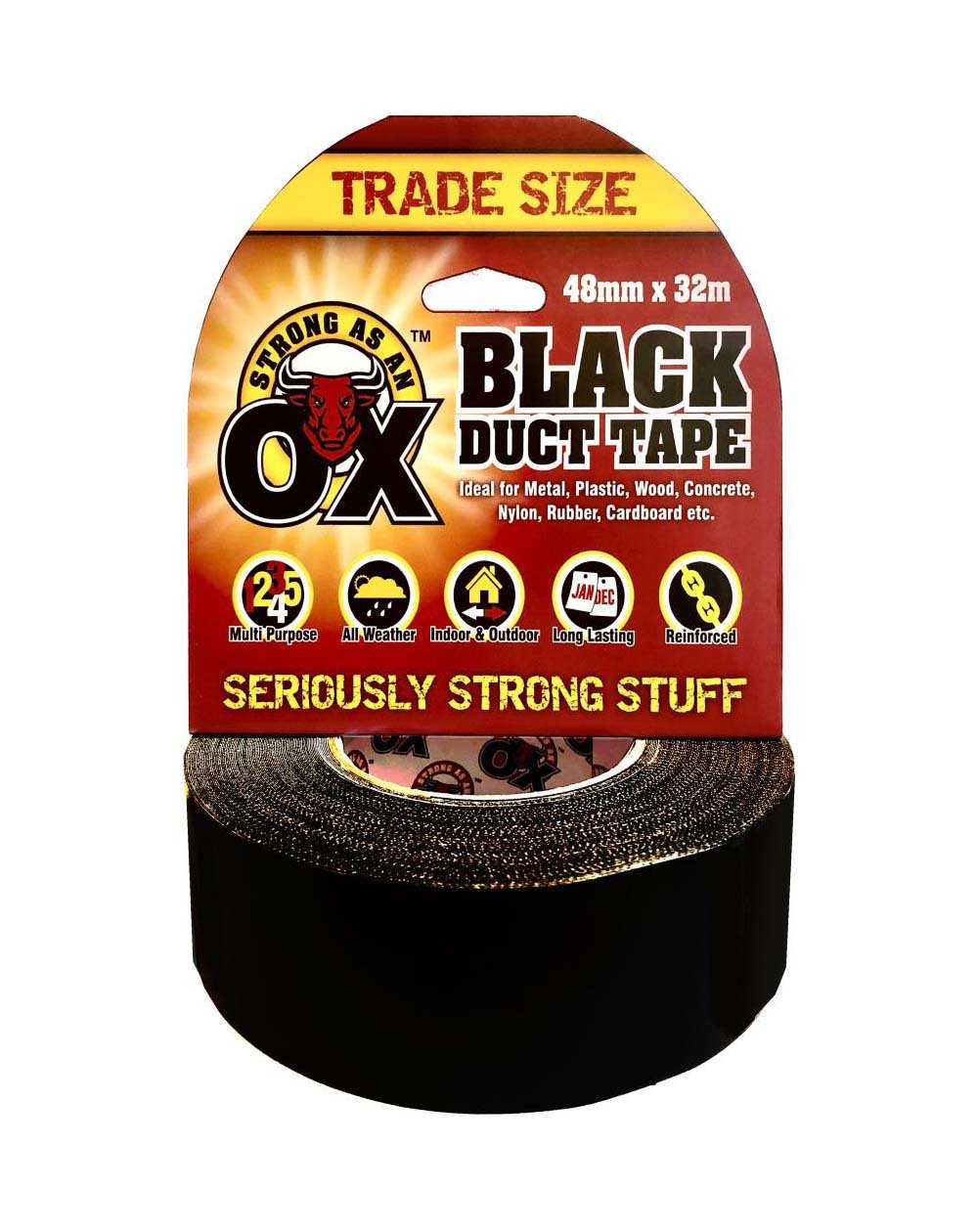 Black Duct Tape Seriously Strong Stuff Indoor Outdoor All Weather Duct Tape 48mm x 32m 3158 (Parcel Rate)
