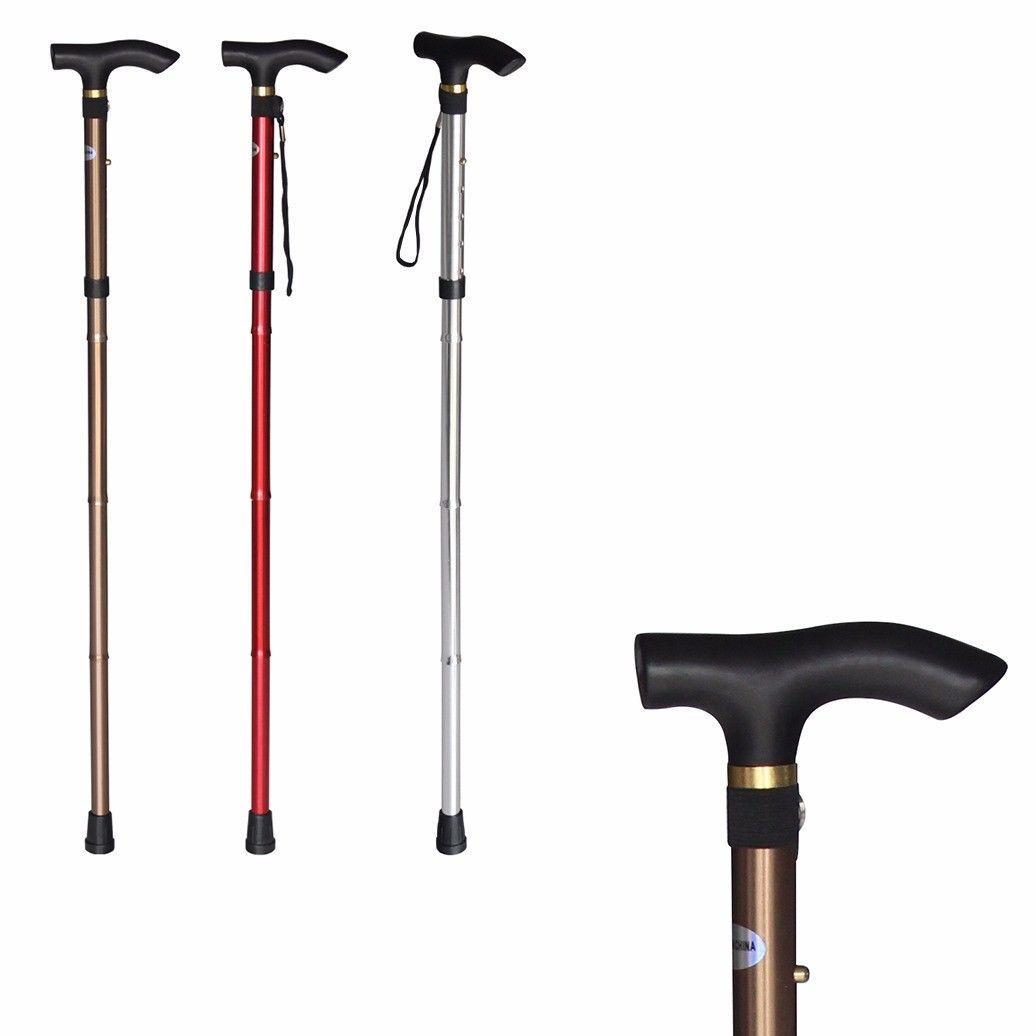 Easy Folding Lightweight Walking Stick Adjustable Aluminium Cane Assorted Colours 2838 A (Parcel Rate)