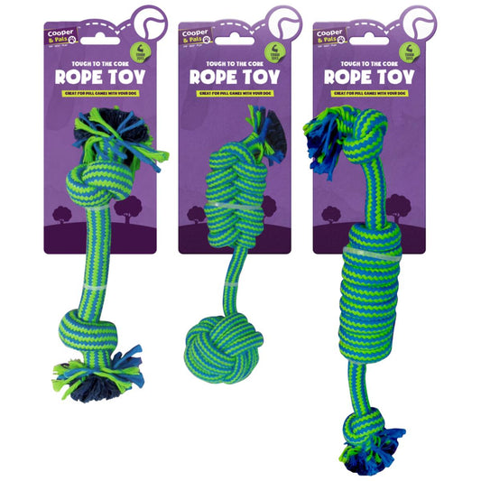 Dog Rope Toys Green Blue 3 Assorted Designs 317655 (Parcel Rate)