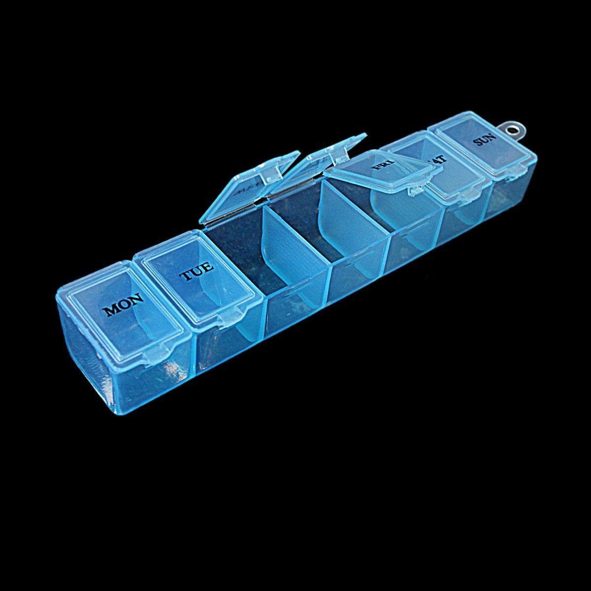 Plastic Pill Tablet Box Organiser 7 Days 15 x 2 cm Assorted Colours 2036 (Large Letter Rate)