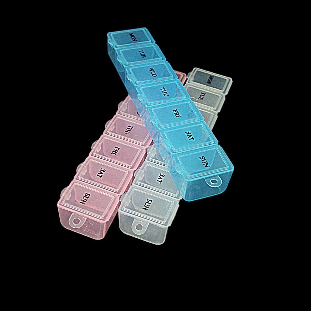 Plastic Pill Tablet Box Organiser 7 Days 15 x 2 cm Assorted Colours 2036 (Large Letter Rate)