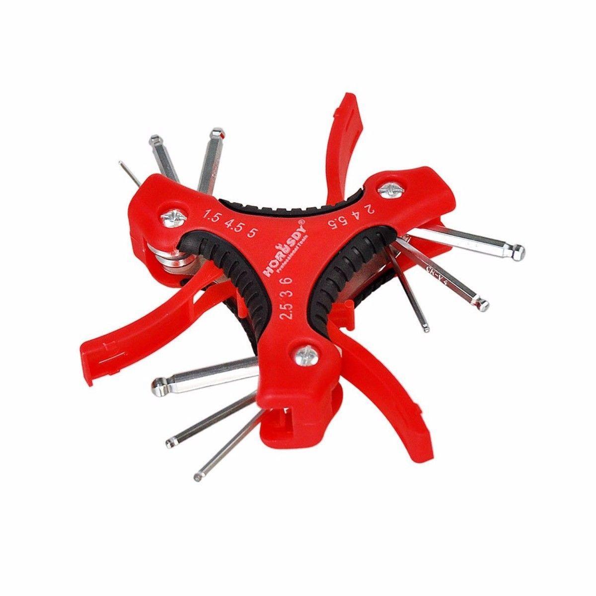 Pack Of 9 Folding Ball Point Hex Key Set Suitable For Multipurpose Use   3822 (Parcel Rate)