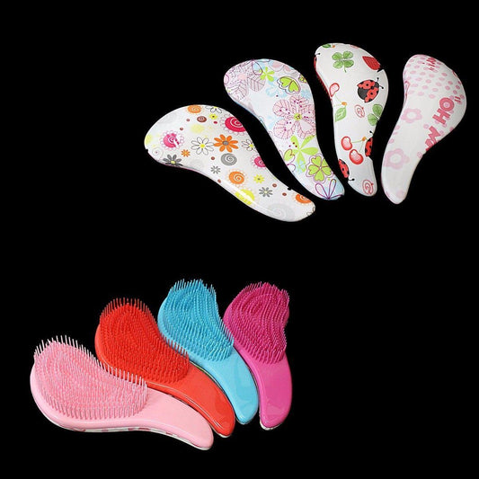 Detangling Hair Brush Comb with Printed Design 18 cm Assorted Colours 4805 (Large Letter Rate)