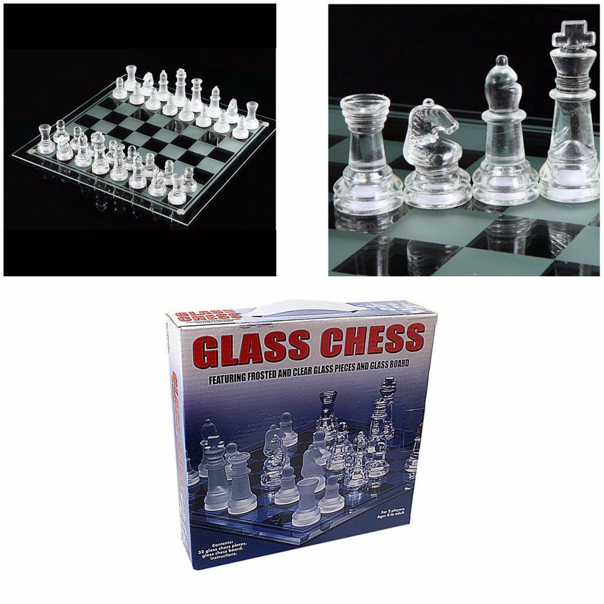 Glass Chess Board Game 32 Glass Pieces 38 x 38 cm 9988 A (Parcel Rate)