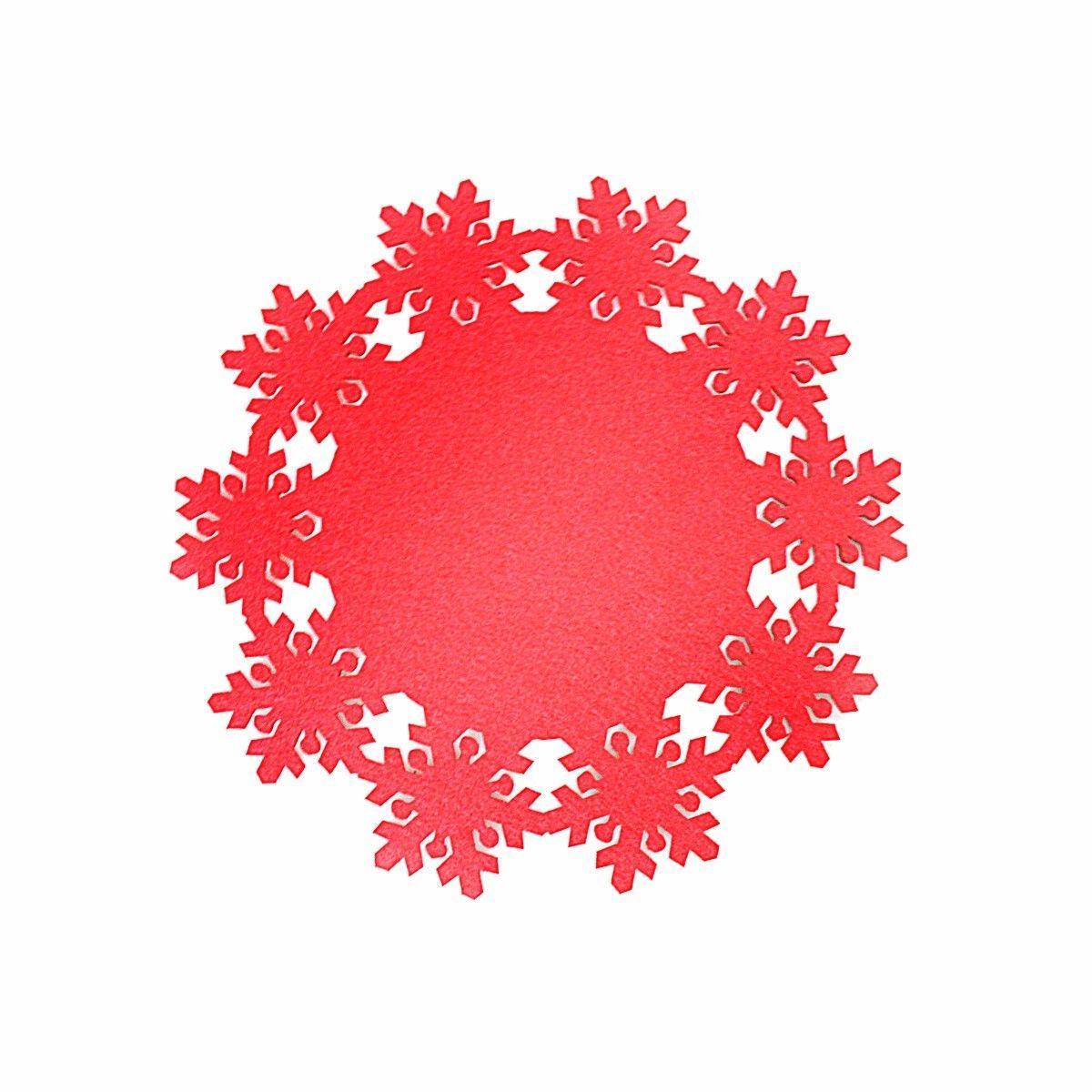 Christmas Party Decoration Red Snowflake Placemat 23 cm 1775 (Large Letter Rate)