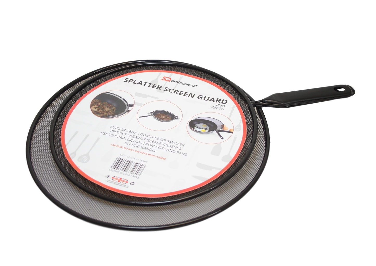 Metal Mesh Splatter Screen Food Protector Cover Guard Black 2 Pack 9786 / 3413 A  (Parcel Rate)
