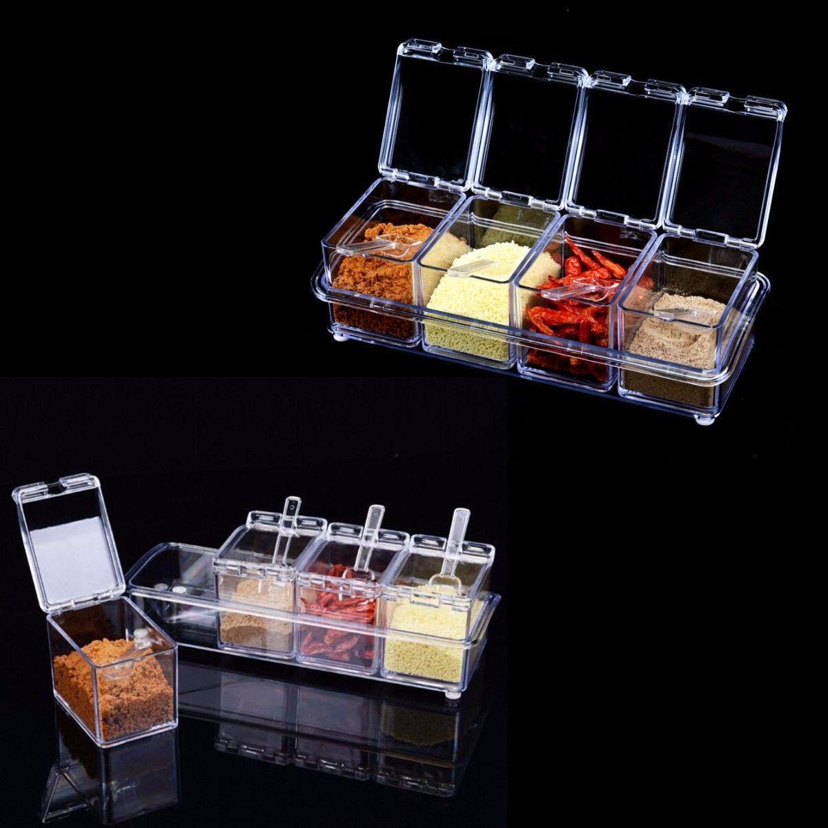 Crystal Clear Seasoning Box Acrylic Spice Rack Storage Container Jars 10 x 26 cm 4477 (Parcel Rate)