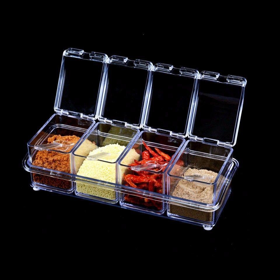 Crystal Clear Seasoning Box Acrylic Spice Rack Storage Container Jars 10 x 26 cm 4477 (Parcel Rate)