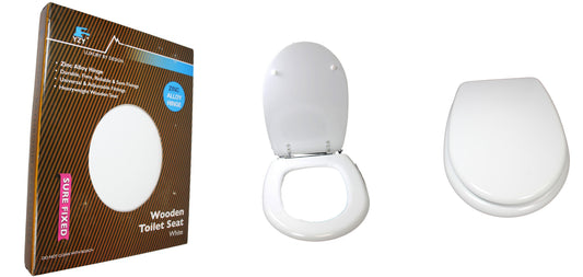Wooden Toilet Seat White 28 x 18 cm 3501 (Parcel Rate)