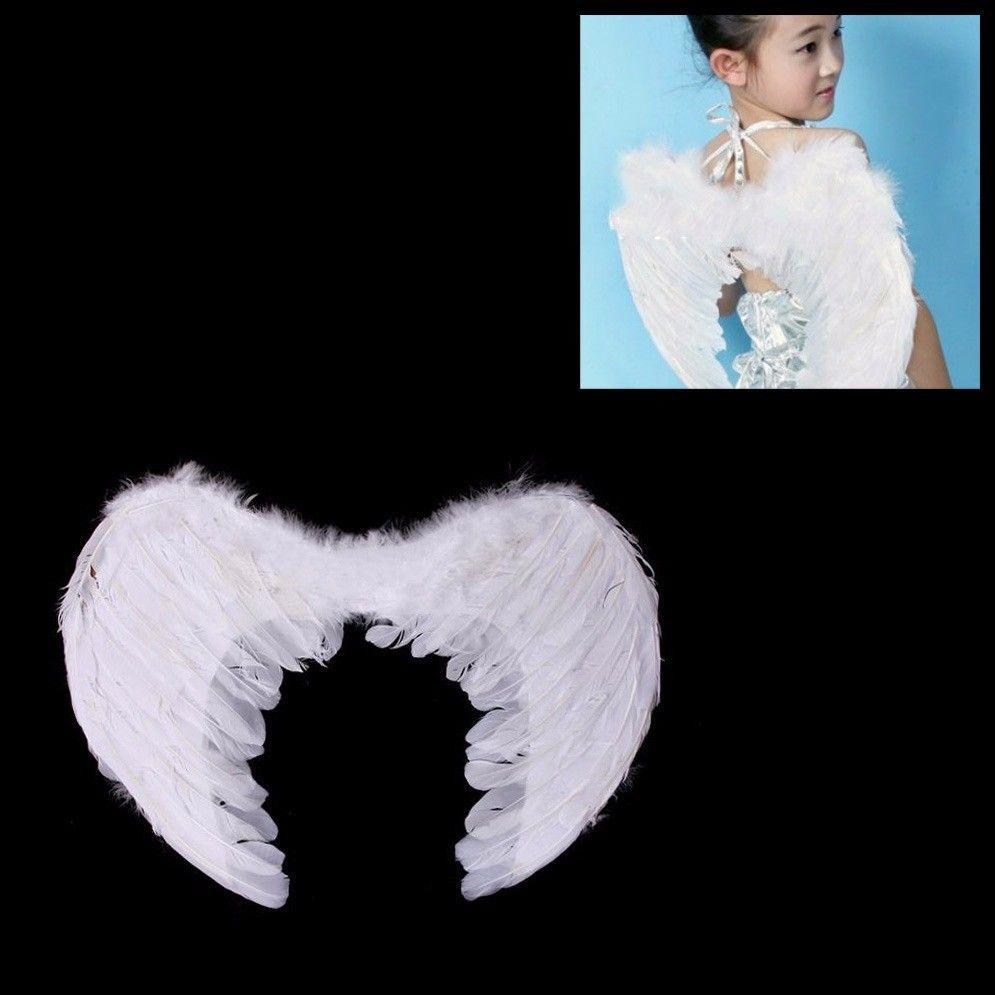 Fancy Dress Up Angel Feathered Wings With Elastic Straps 38cm x 50cm 1482 (Parcel Rate)