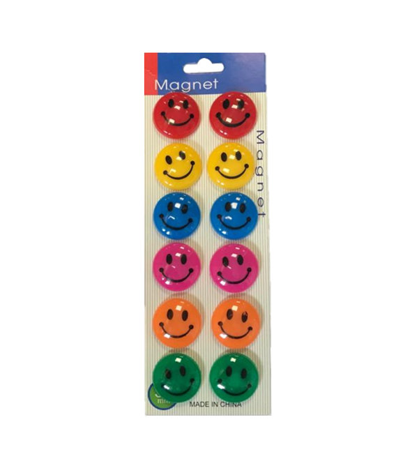 Fridge Freezer Magnets Smiley Face Pack of 12  Assorted Colours 4787/3567 (Large Letter Rate)
