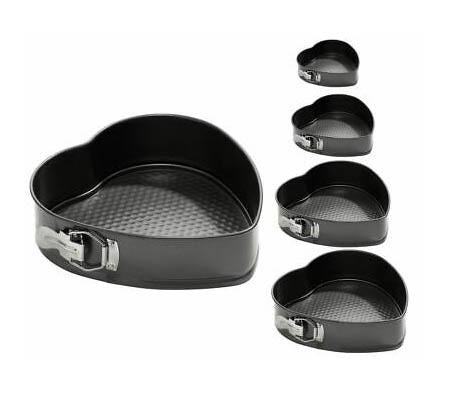 5 Piece Classic Heart Shaped Loose Bottom Springform Cake Tins 18/20/24/26cm 3581 (Parcel Rate)