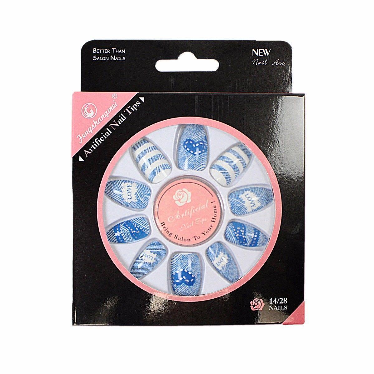 High Quality Salon Quality Nails With Glue, Pack of 10 Assorted Designs  4866 (Large Letter Rate)