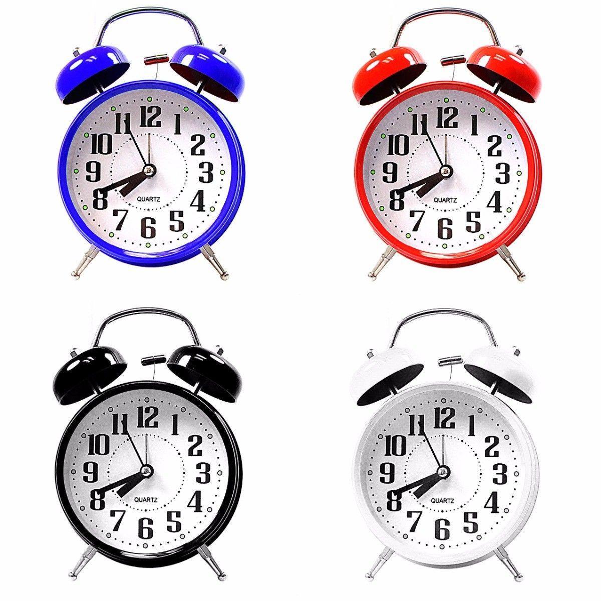 Twin Bell Bedroom Alarm Clock Available In Assorted Colours 4815 (Parcel Rate)