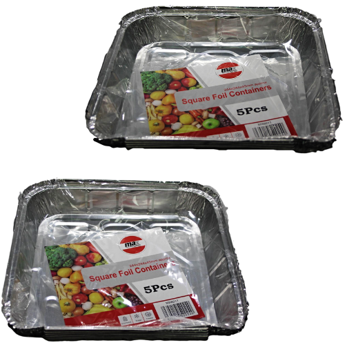 Aluminium Foil Containers with Lids 244 x 244 x 45mm Pack of 5 MX6011 (Parcel Rate)