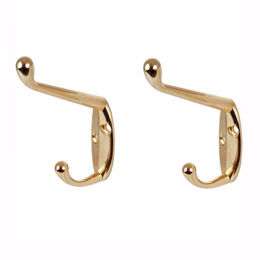 Value Pack Hat and Coat Hooks Brassed With Screws Pack of 2  0224 A  (Large Letter Rate)