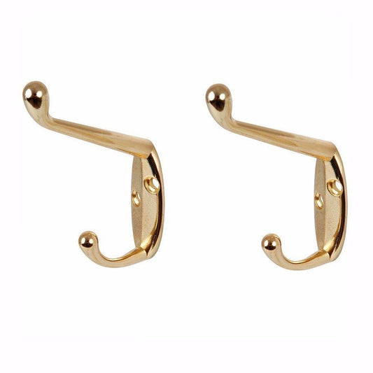 Value Pack Hat and Coat Hooks Brassed With Screws Pack of 2  0224 A  (Large Letter Rate)