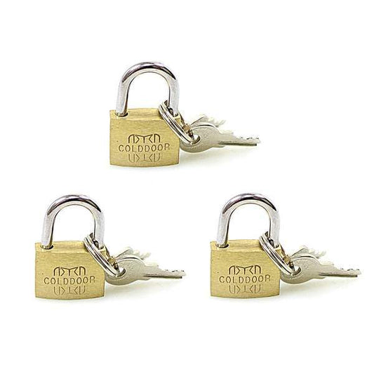 Brass Padlock Set 3 Packs 20-25-30mm With 2 Keys Attached 1278 A (Large Letter Rate)