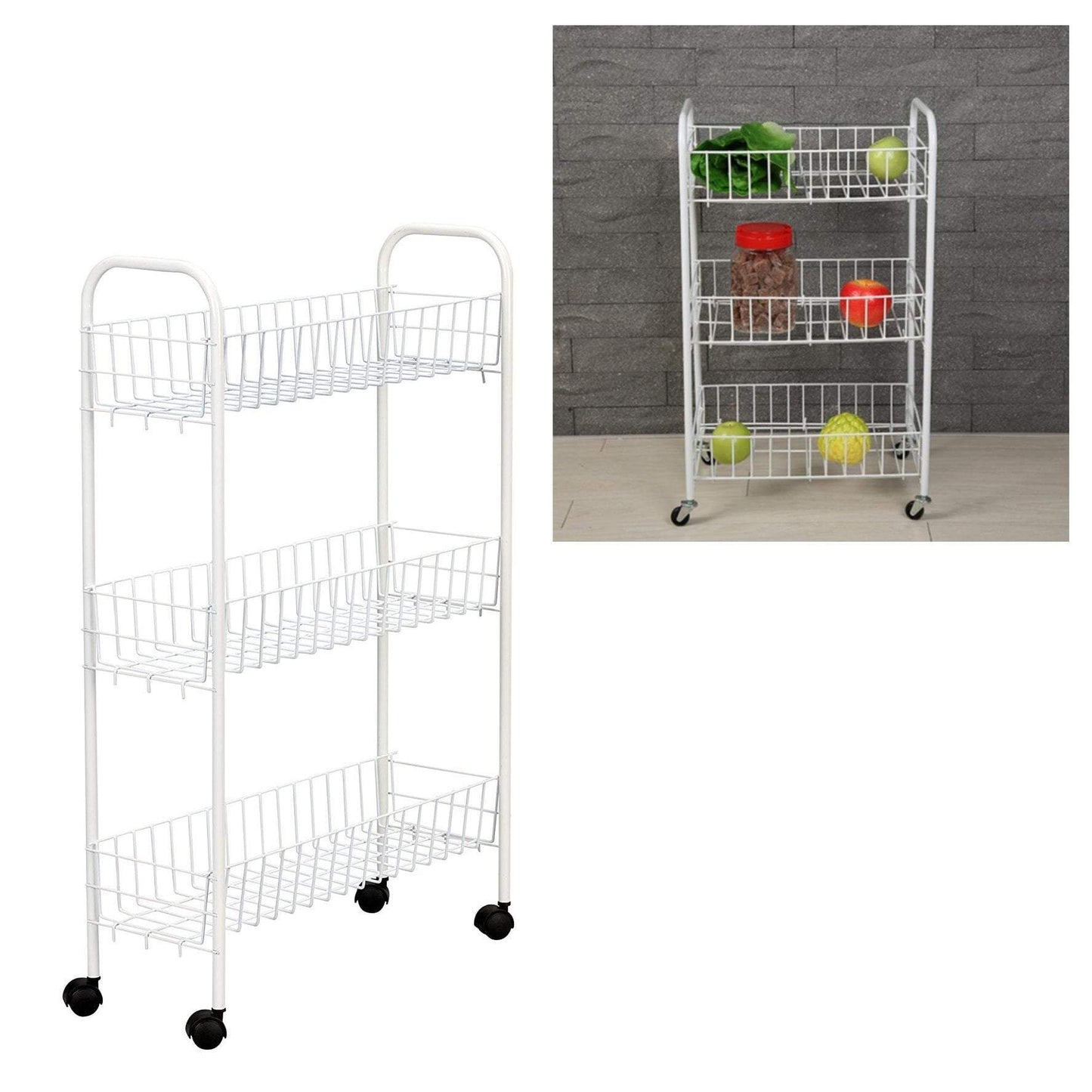 Metal 3 Tier Fruit And Vegetable Kitchen Storage Rack 32 x 62 cm 0291 (Big Parcel Rate)