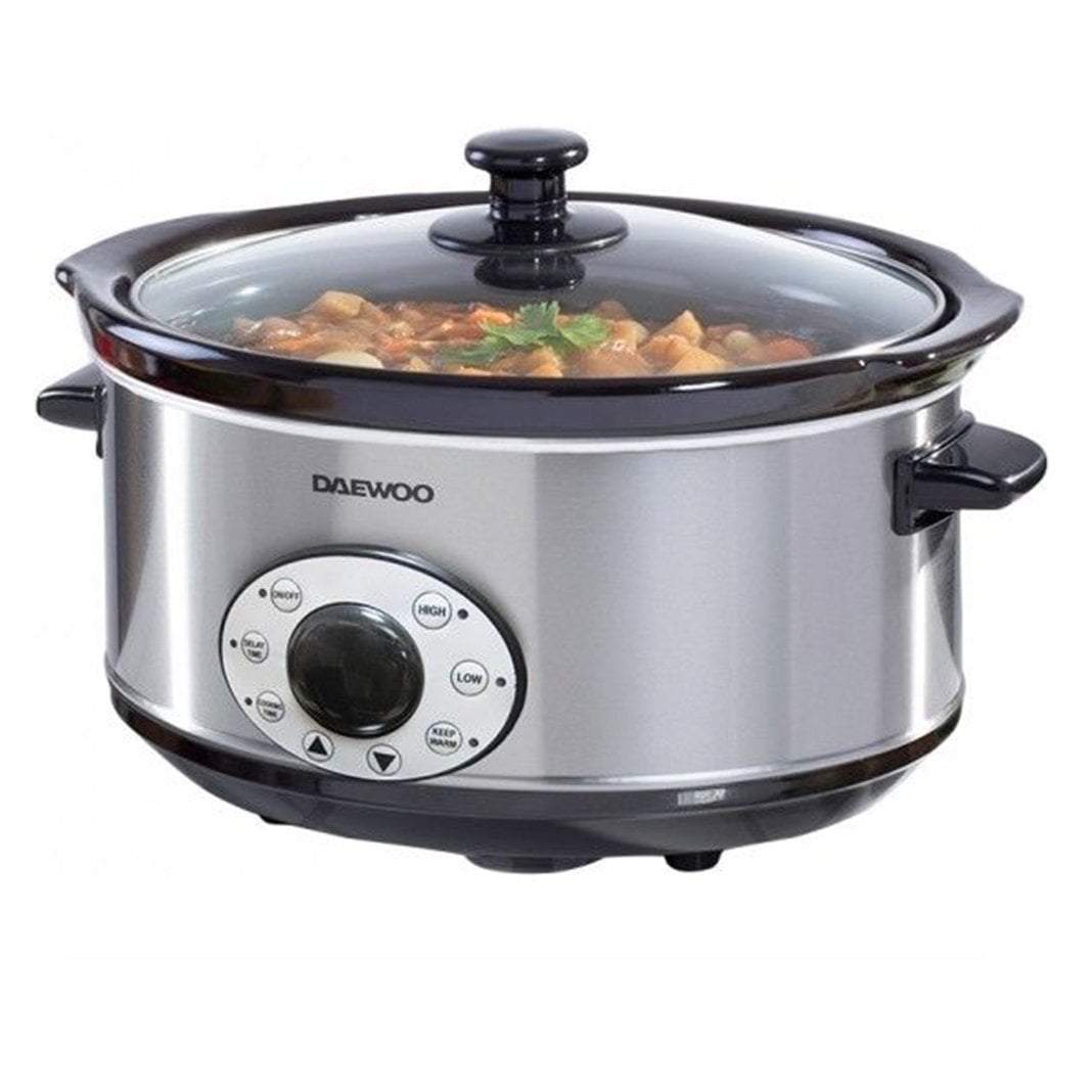 Daewoo 6.50 Litre Digital Slow Cooker Stainless Steel Non Stick Casserole Oven Steam SDA1788GE (Big Parcel Rate)