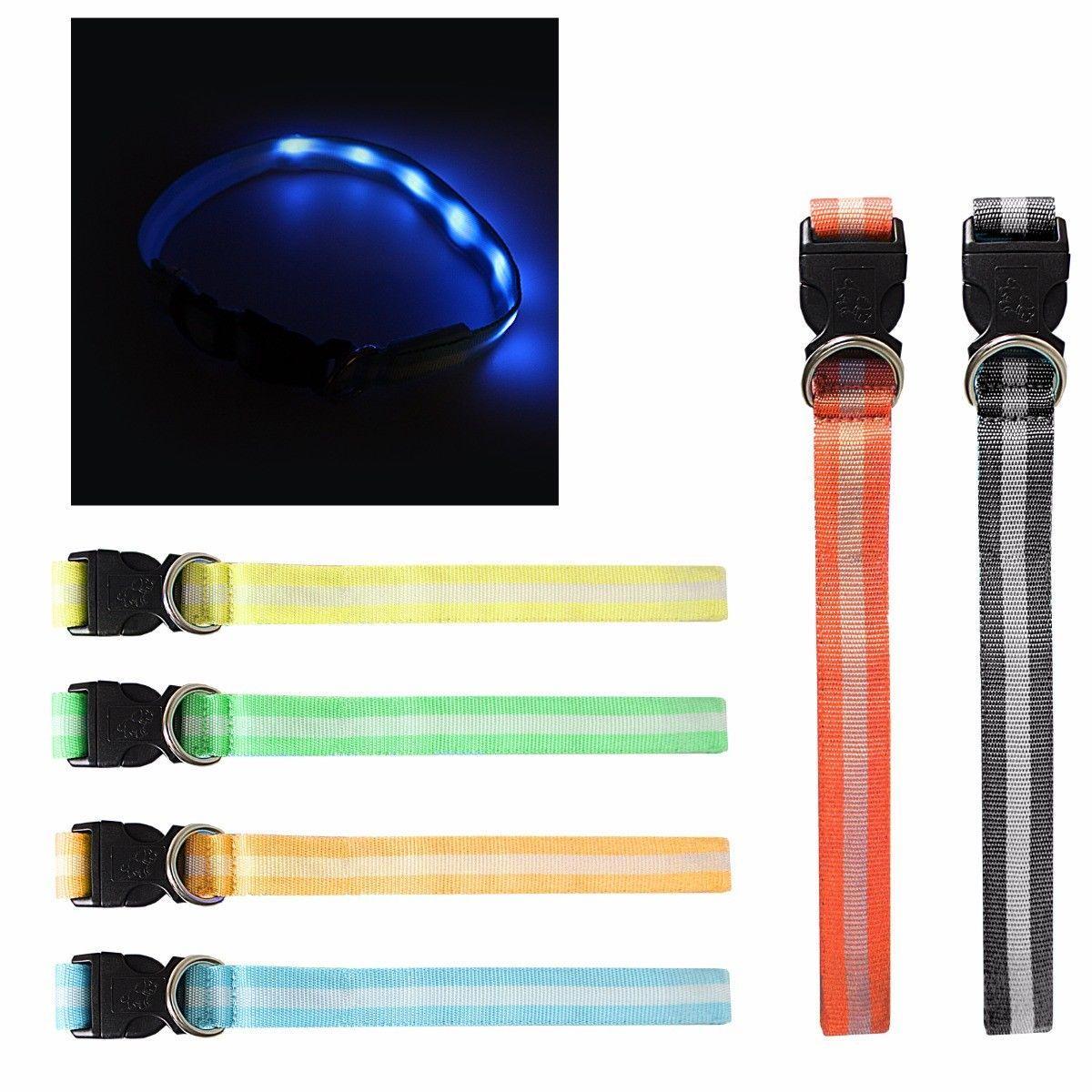 LED Light Up Dog Collar With Buckle Assorted Colours 2255 (Large Letter Rate)