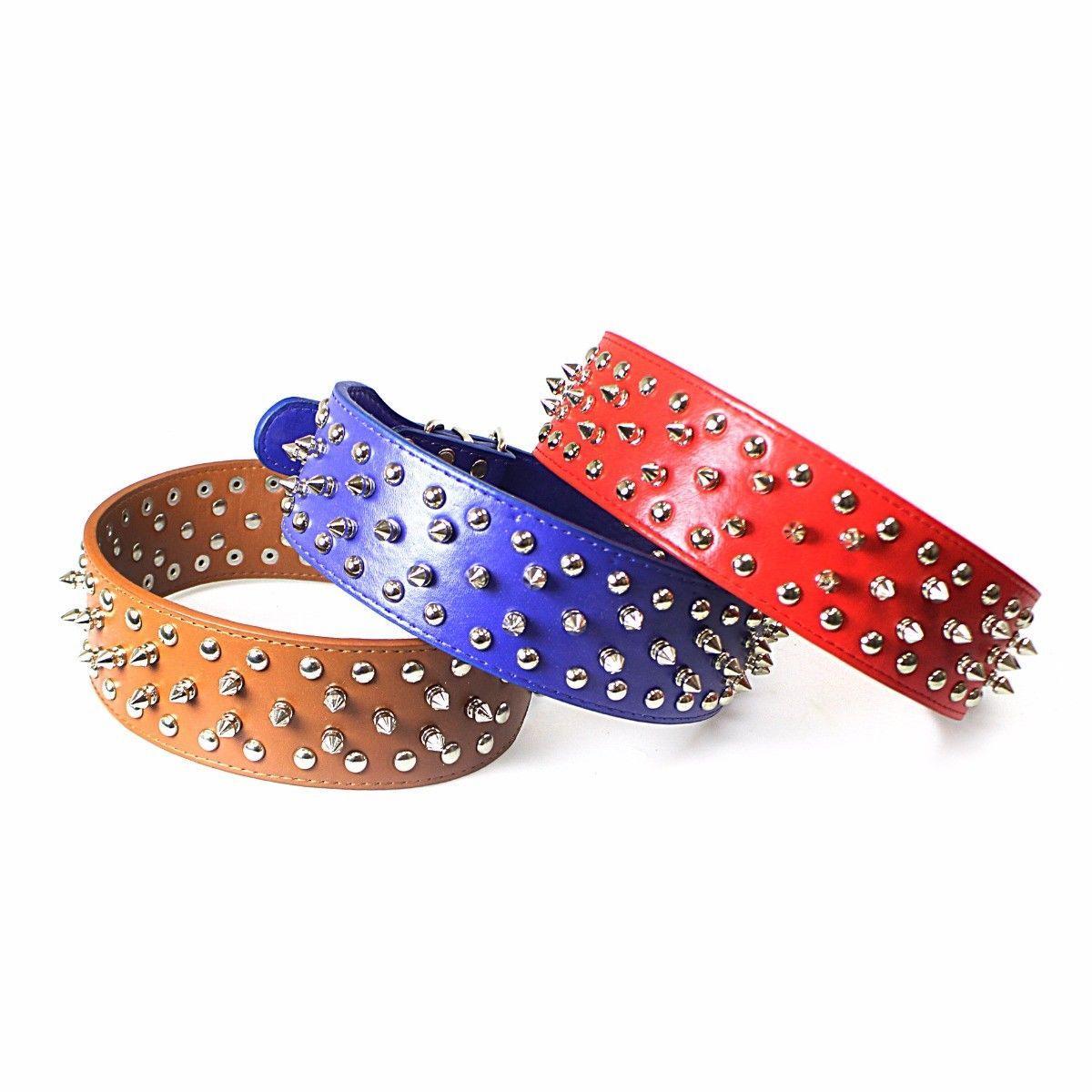 Adjustable Cat/Dog Leather Neck Strap With Spiked Studded Collar Buckle  2258 (Parcel Rate)