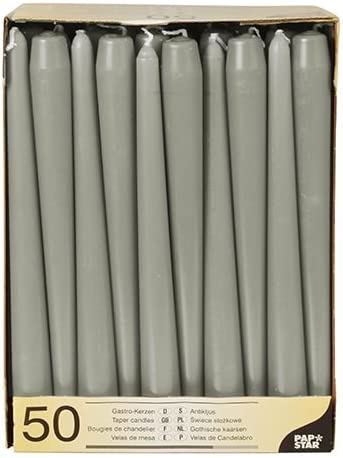 50 Grey Taper Candles 250mm 84805 (Parcel Rate)p