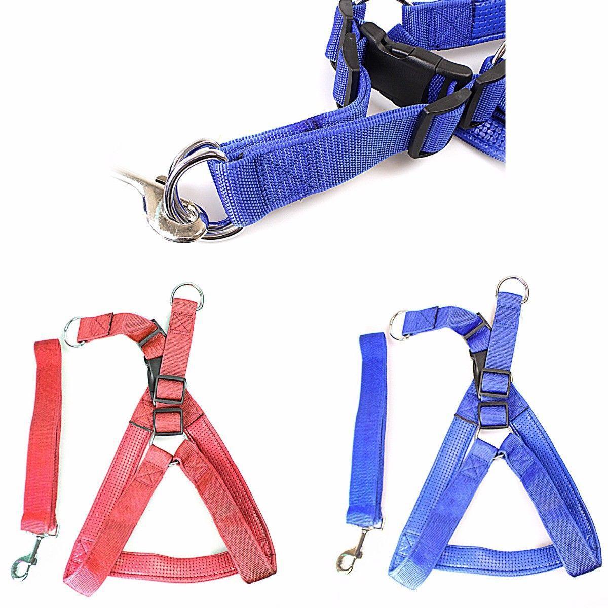 Heavy Duty Dog Harness Big Nylon Belt With Harness Attached In Blue And Red Pet 0056 A (Large Letter Rate)
