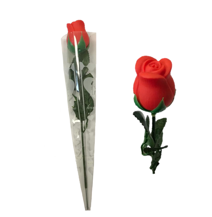 Artificial Fake Hard Plastic Red Rose 32 cm 4138 (Parcel Rate)