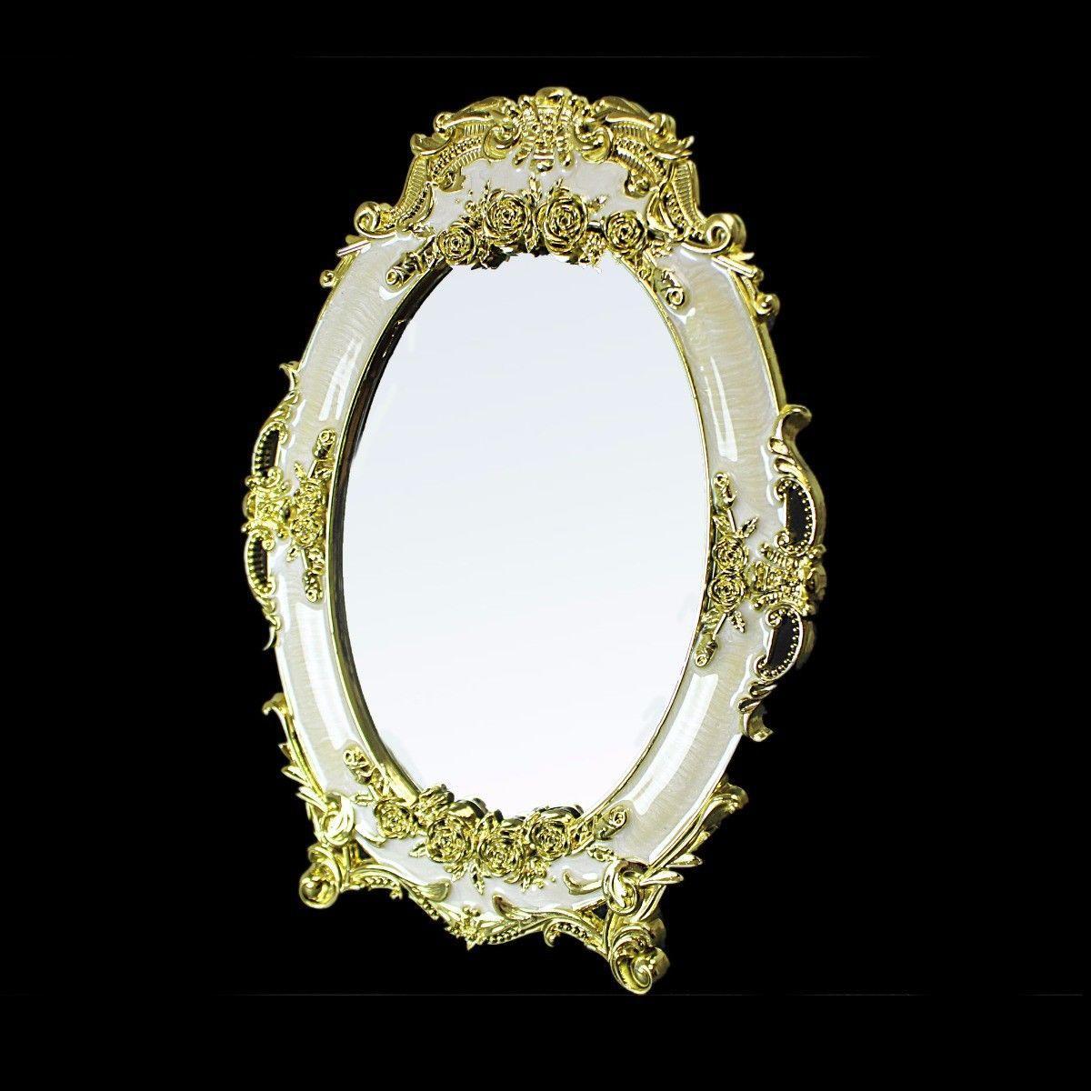 Designer Frame Mirror, Home Decor Mirror in Cream and Gold 17cm x 22cm   2401 (Parcel Rate)