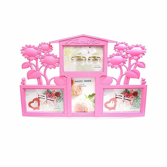 Family Photo Frame in Pink, 3 Picture Photo Frame 10cm x 15cm   4164 (Parcel Rate)