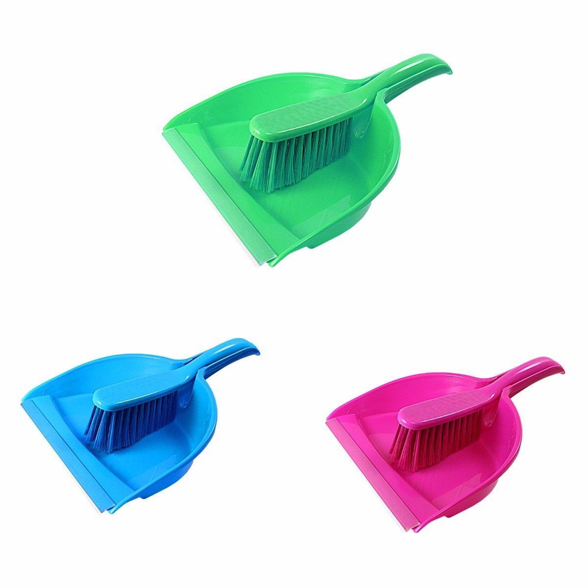 Plastic Dustpan and Brush Set Assorted Colours 0405 A (Parcel Rate)